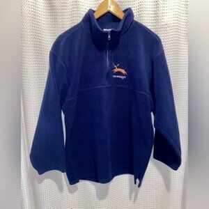 Womens Mont Tremblant Vintage ski resort navy blue fleece half zip up size XL